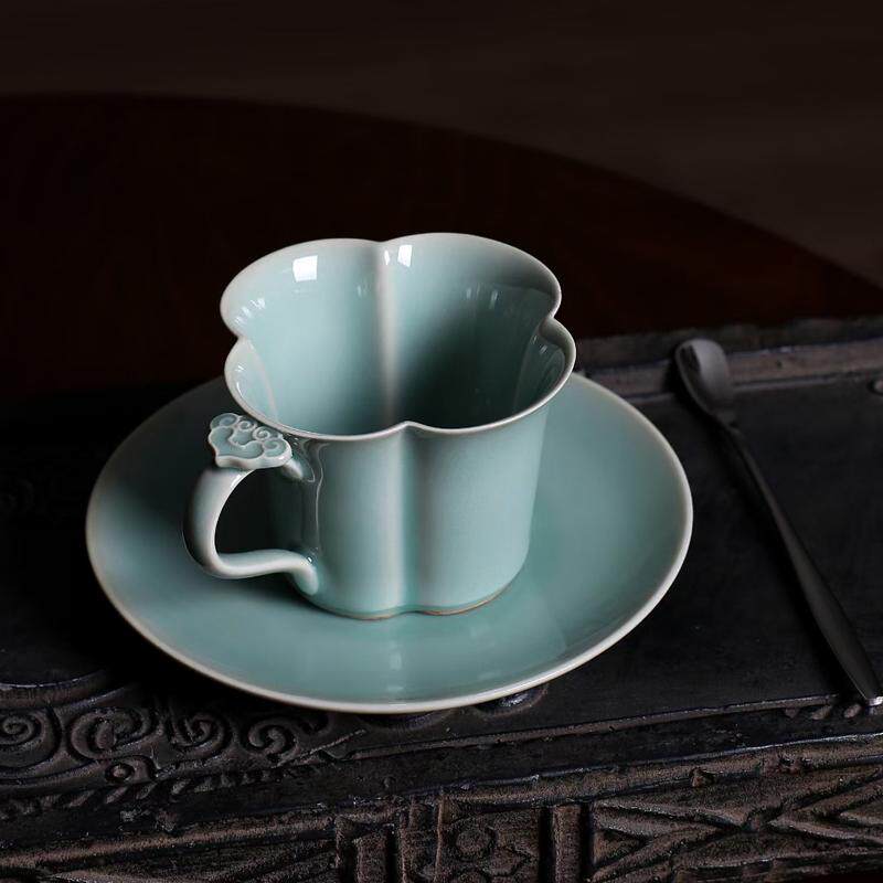 咖啡杯女士个人专用高档精致龙泉青瓷大容量创意高颜值马克杯套装