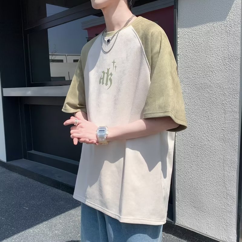 T恤日常潮男简约青春流行时尚潮牌夏季圆领气质五分袖ins T307P35图片