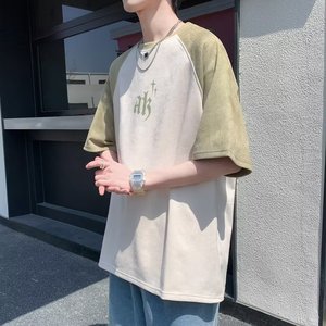 T恤日常潮男简约青春流行时尚潮牌夏季圆领气质五分袖ins T307P35图片