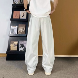 夏季斜切休闲裤男夏季潮牌弯刀大码冰丝宽松直筒阔腿长裤K203P33图片