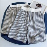 夏男士休闲裤格纹短裤宽松透气家居二分裤可外穿男短裤DK1125P30，男装牛仔裤，星座1013-2