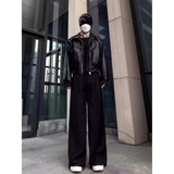 美式复古短款垫肩皮衣外套男春秋季高级感宽松PU皮夹克潮JK320P68，男装夹克，星座1013-2