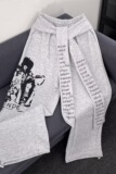 秋季个性拼接印花阔腿裤男女美式复古小众飘带复古休闲裤K8078P48，女装休闲裤，星座1013-2