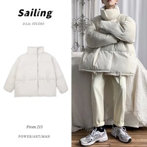 主推冬季青少年港风男士棉衣外套面包服宽松休闲纯色棉服 M43P88图片