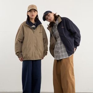 简约短外套方领长袖拉链街头新款单件潮流ins女印花宽松 JK506P60图片