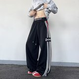 大码裤男女春秋季直筒垂感显瘦休闲裤潮卫裤嘻哈宽松休闲K8062P55，女装休闲裤，星座1013-2