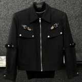 潮牌金属解构绑带设计感工装夹克男春秋季痞帅短款外套潮JK249P70，男装夹克，星座1013-2