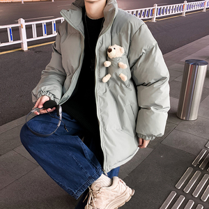 冬款青少年港风男士棉衣外套宽松休闲小熊面包服棉服 MY39图片