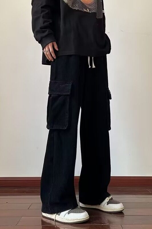 秋季高街裤子潮牌美式复古多口袋工装裤男宽松直筒阔腿裤K770P48,男装休闲裤,星座1013-2
