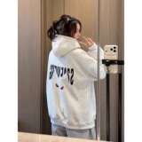 恶魔之眼白花灰排扣连帽卫衣男女秋冬520g重磅硬挺外套W318P48，男装卫衣，星座1013-2