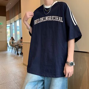 T恤男日常ins文字数字夏季短袖圆领宽松型时尚潮时尚都市T309P38