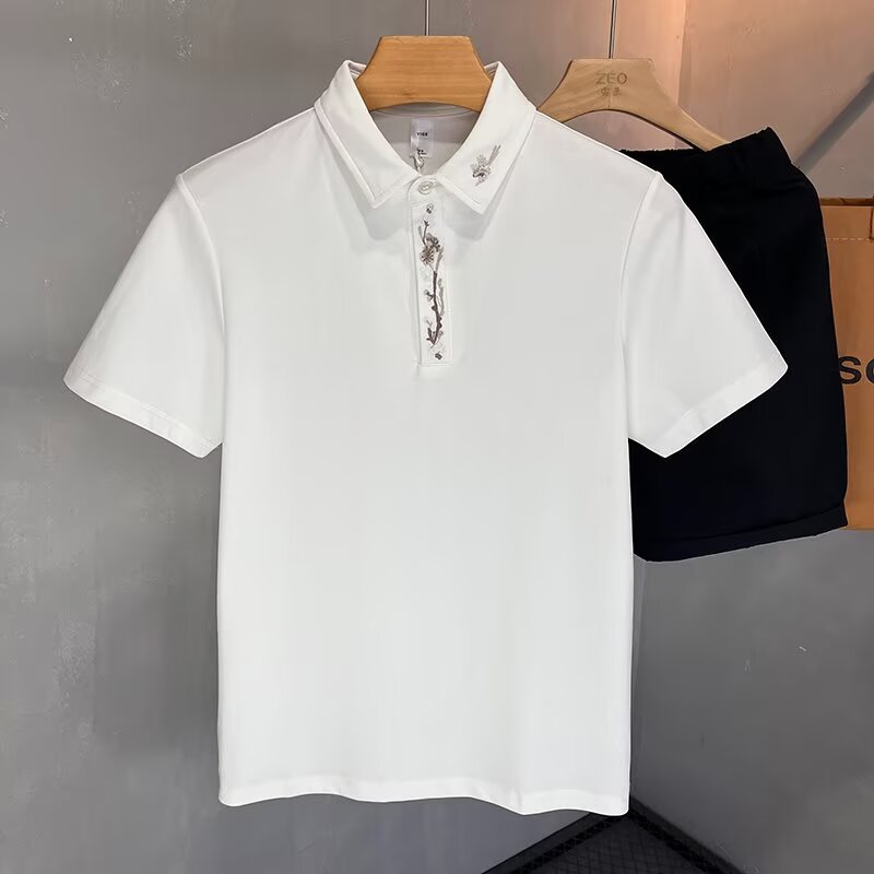 复古男士刺绣短袖Polo衫夏季新款韩版简约翻领修身t恤上衣T339P35,女装T恤,星座1013-2