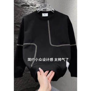秋冬季潮流时尚百搭休闲上衣男士长袖圆领套头厚外套男W294P38图片