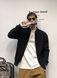 秋季男士青少年港风纯色毛衣宽松外套开衫中长款针织衫潮 M606图片