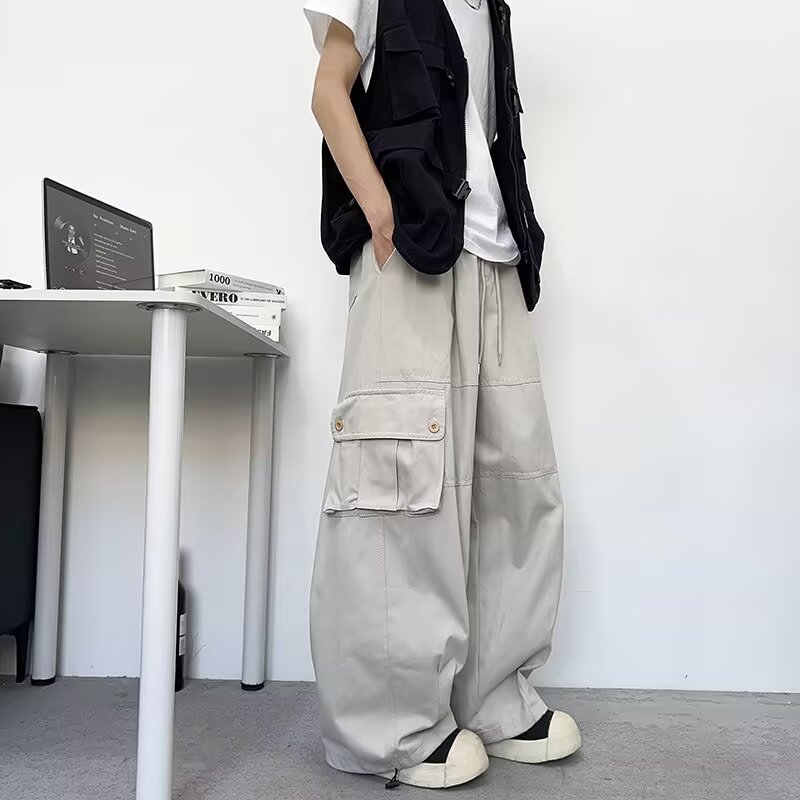 原宿百搭工装裤男2025夏季新款简约新款日系流行慵懒潮流K128P60，男装休闲裤，星座1013-2