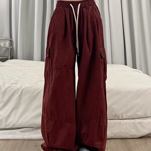 酷拽少女美式复古街头嘻哈工装裤女抽绳束脚休闲长裤 K956P50图片