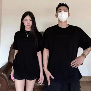 复古圆领短袖贴布绣撞钉上衣男女潮牌痞帅休闲高级感T恤T881P38图片