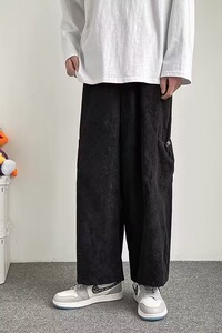 原宿风ins休闲裤男直筒宽松坠感阔腿裤潮牌口袋工装长裤 K298P35图片