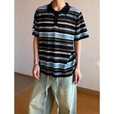 夏经典条纹撞色短袖POLO衫男士翻领商务休闲透气针织T恤潮T632P50，男装T恤，星座1013-2
