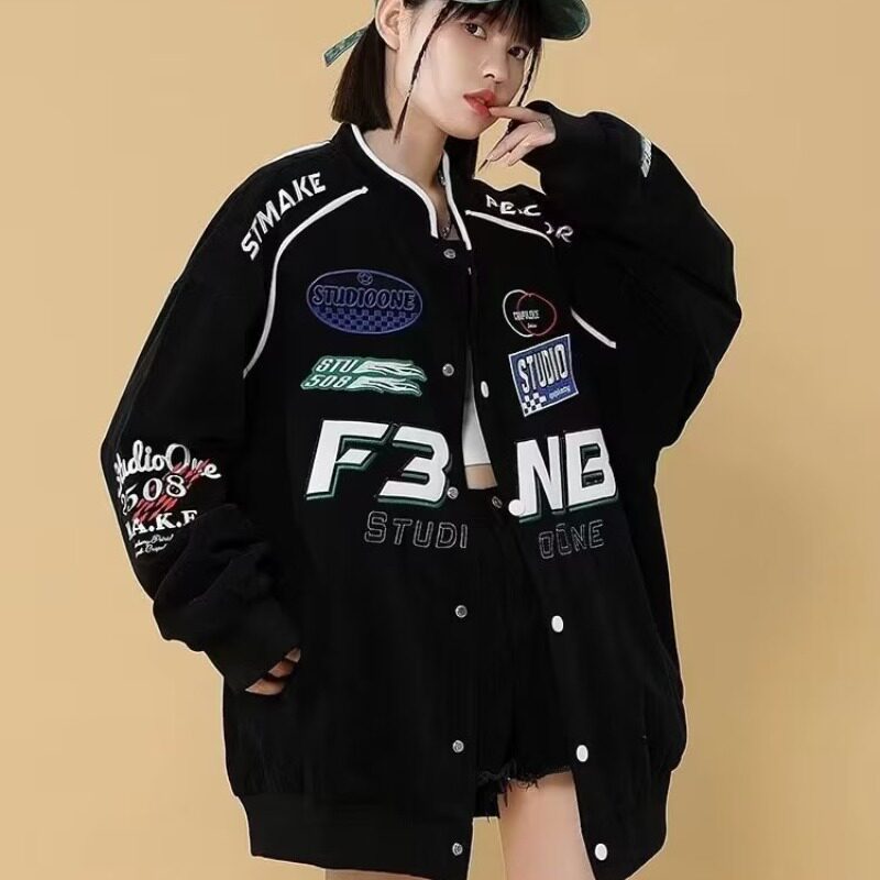 秋季外套男款ins春秋赛车服美式夹克设计感机车棒球服 JK020P60图片