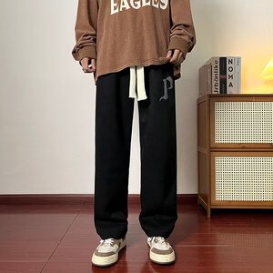 秋季港风男士青少年宽松休闲长裤个性束脚卫裤鹿皮绒裤潮 K258P40图片