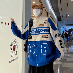 百搭个性外套男士青少年秋休闲港风可拆卸机车宽松夹克 JK068P55图片