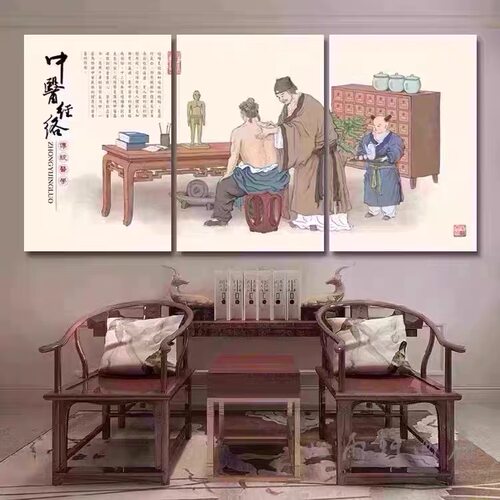 中医养生馆装饰画推拿艾灸足疗采耳宣传美容院宣传理疗馆养生挂画
