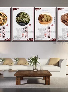 中药材海报挂图中草药养生中医馆宣传画当归冬虫夏草灵芝广告墙画