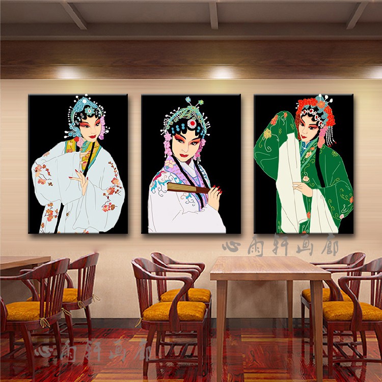 京剧戏曲人物花旦装饰画中式餐厅饭店火锅店玄关挂画中国风壁画图片