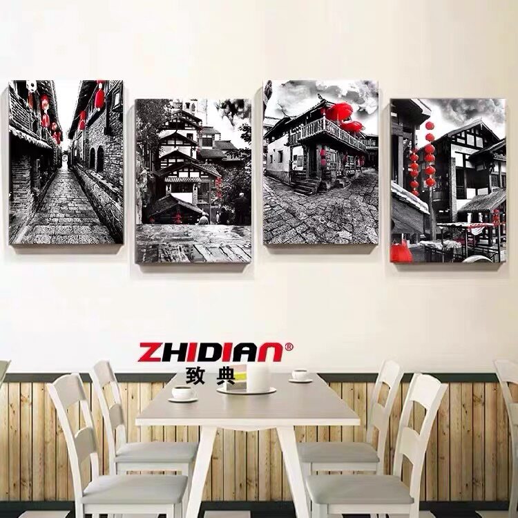 黑白老照片街景挂画复古怀旧老重庆包间壁画火锅店麻辣烫装饰画