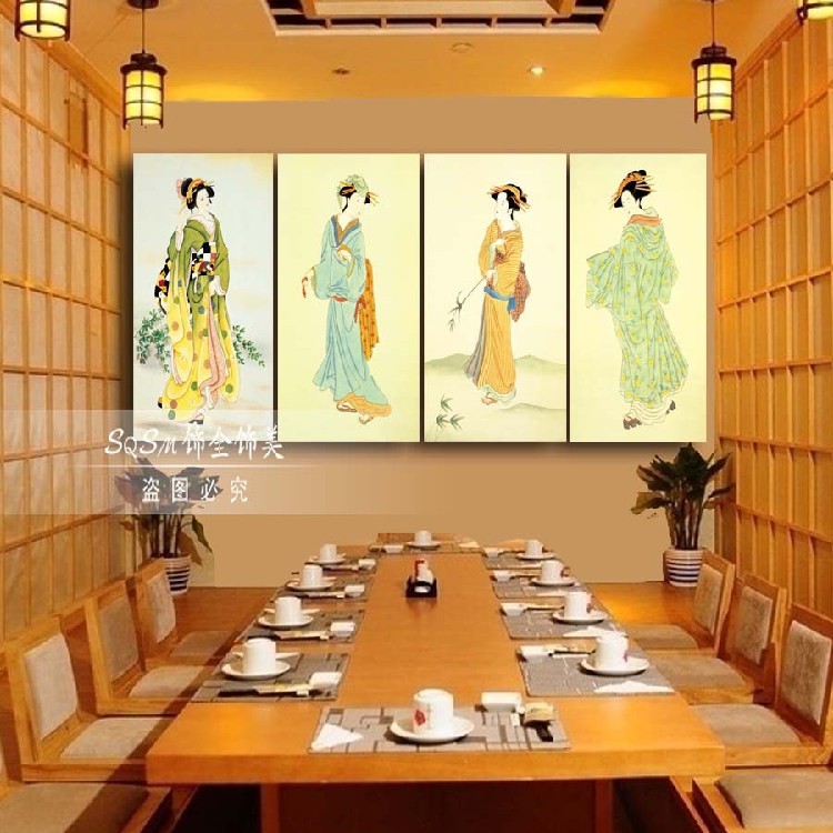 日式装饰画日本料理店包厢挂画仕女图美女浮世绘墙壁画民宿榻榻米