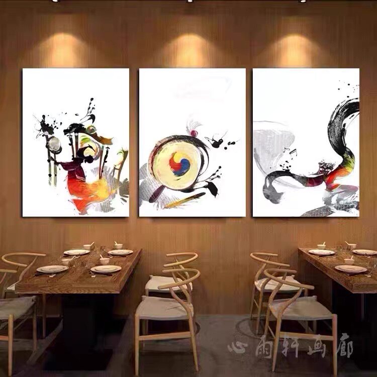 朝鲜族鼓舞挂画韩式风格餐馆装饰画韩式饭店墙画韩国民俗文化