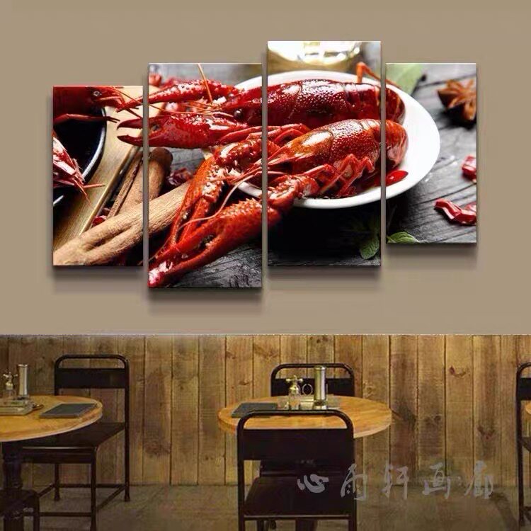 小龙虾装饰画烧烤店海报挂图饭店餐厅壁画龙虾馆墙面广告宣传挂画