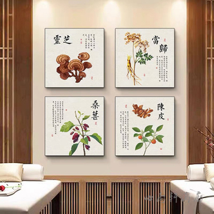 中药房墙面装饰挂画中草药文化墙医院诊所背景墙画药店中医馆壁画