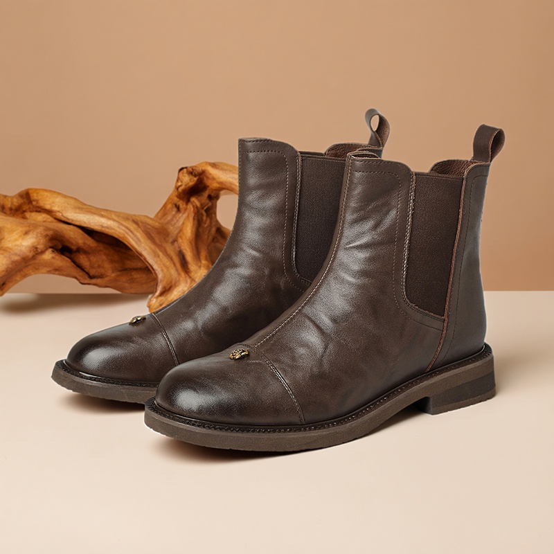 星期六山茶花短靴切尔西靴秋冬新