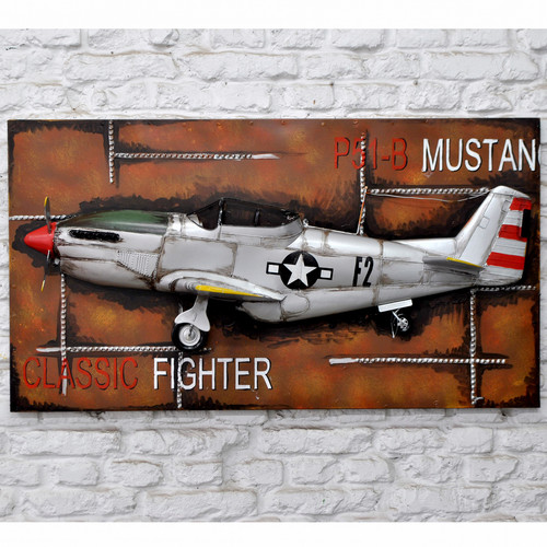 美式复古铁艺立体画工业风战斗机飞机壁饰墙面装饰酒吧餐厅立体画