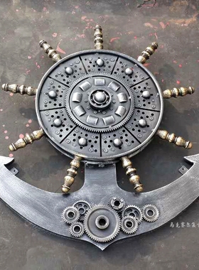 工业风重金属铁艺墙，复古手工地中海船舵锚酒吧网咖餐厅酒店