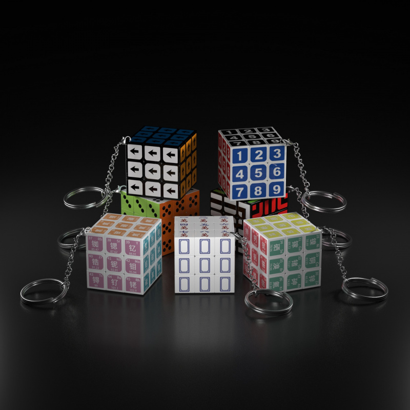 zcube三阶麻将迷你钥匙扣魔方3cm