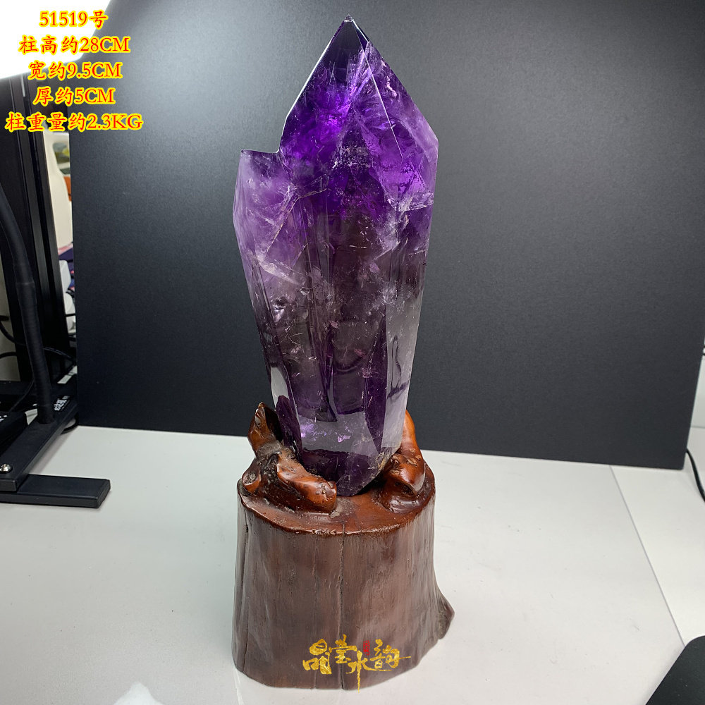 紫水晶柱摆件 巴西紫水晶 天然水晶原石打磨 双尖柱 颜色紫