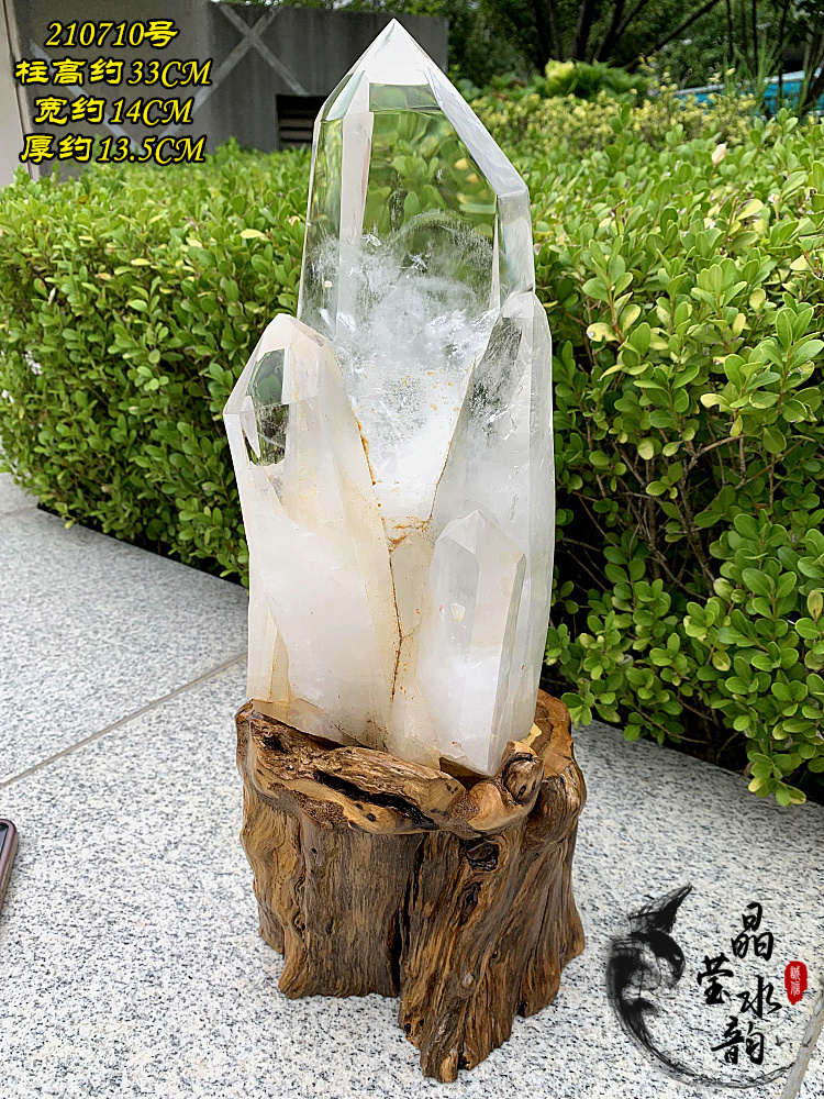 纯天然白水晶柱摆件矿标原石打磨