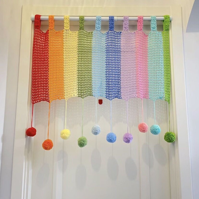 彩虹门帘毛线手工diy材料包编织钩针无聊解闷打发时间勾线钩织作