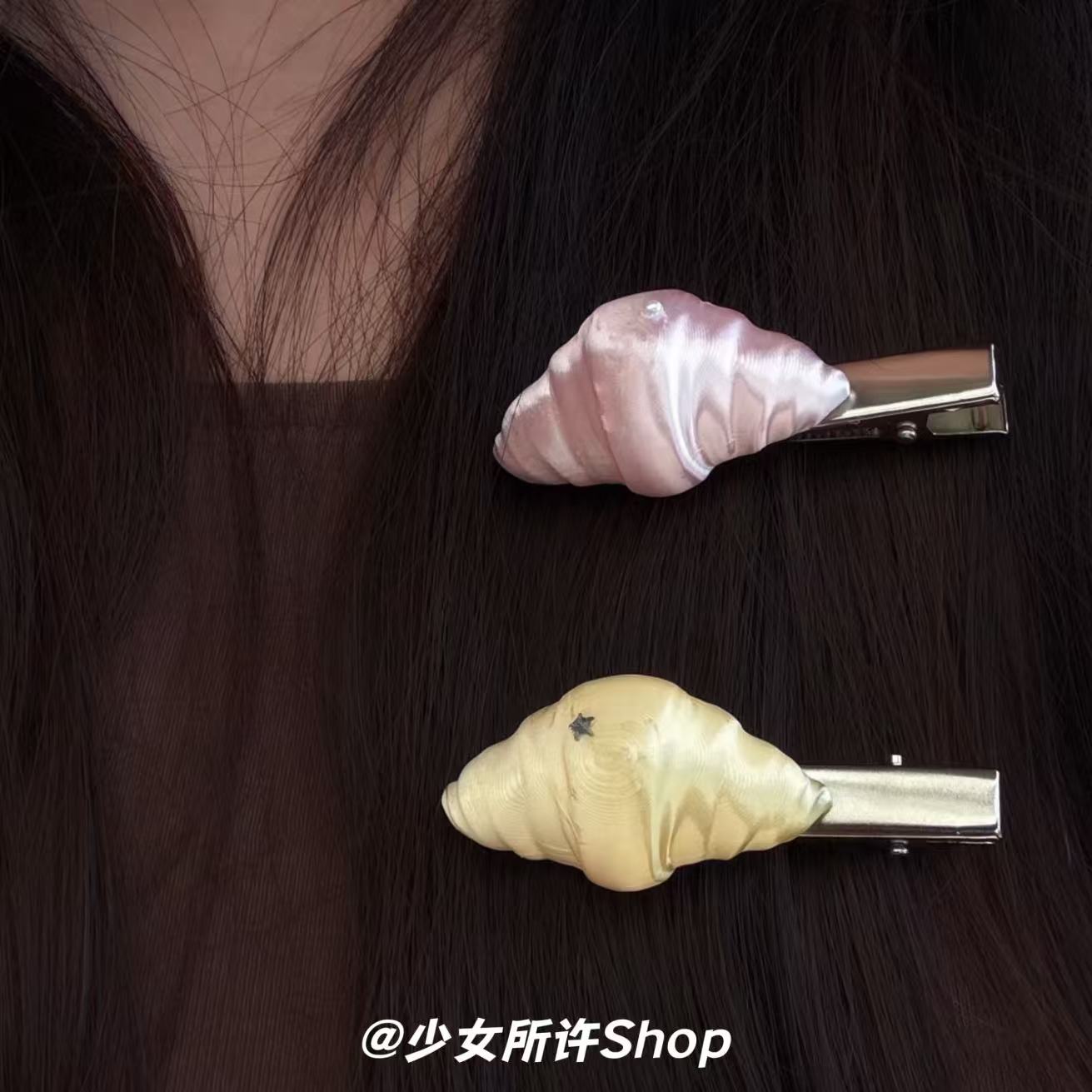 仿真可颂牛角包食物发夹