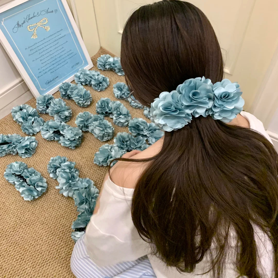 薄荷曼波绿易梦玲同款玫瑰花发夹