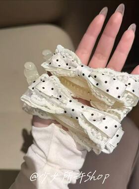 【白色蕾丝波点】温柔风波点蝴蝶结香蕉夹扎双马尾好看的香蕉夹