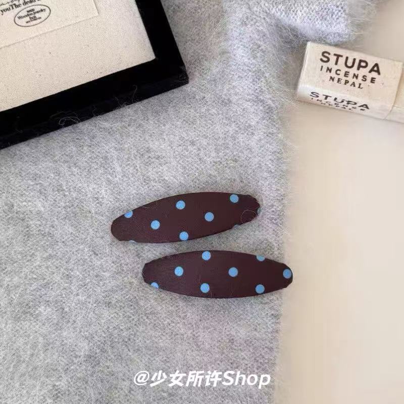 韩版简约波点布艺BB夹刘海夹