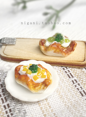NIGANI微缩水果丹麦面包仿真食物耳钉可爱袖珍食玩纯银925耳钩