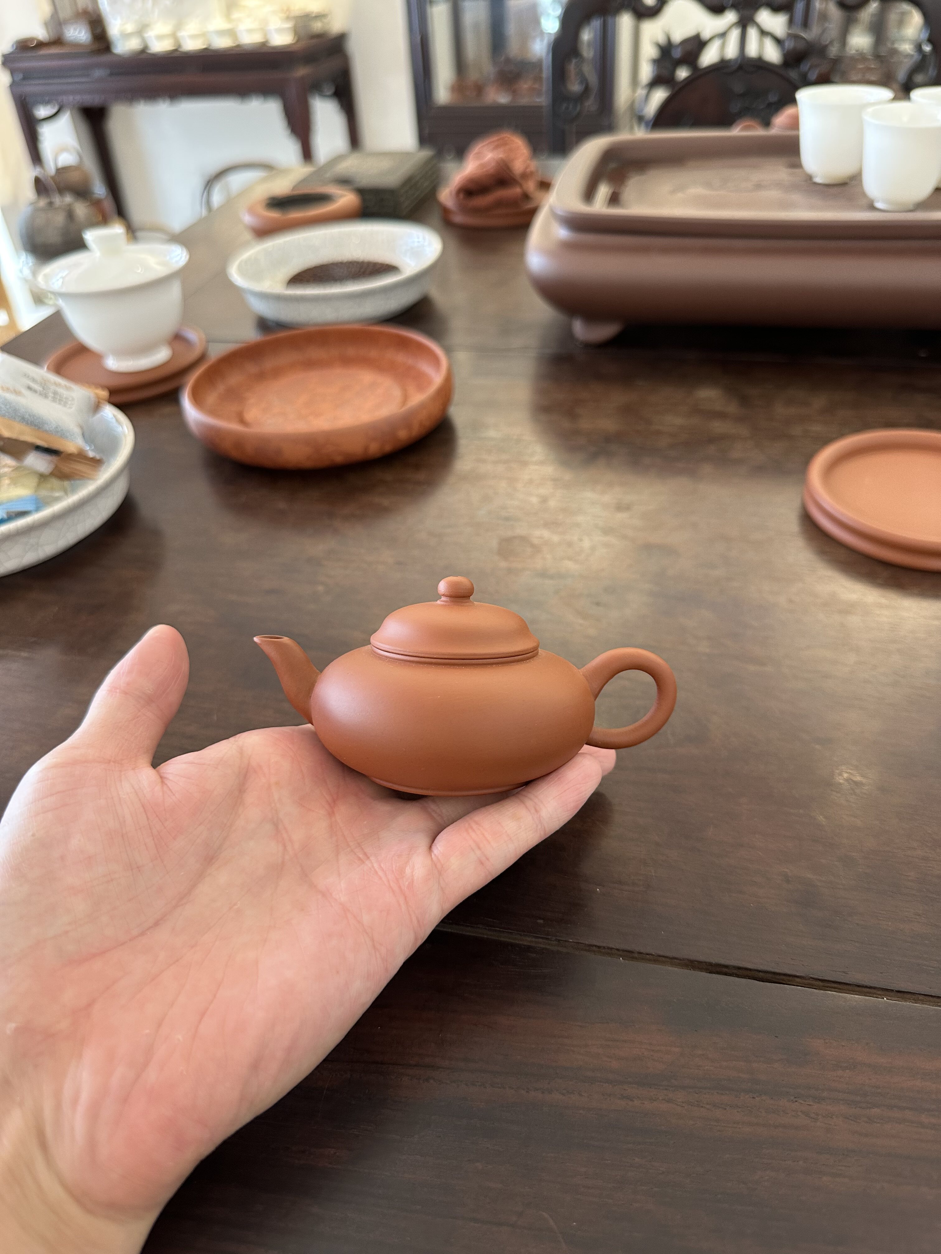 80年代吴瑞全朱泥手拉壶 摹古孟臣诗句 独孔老茶壶 手工工夫茶壶