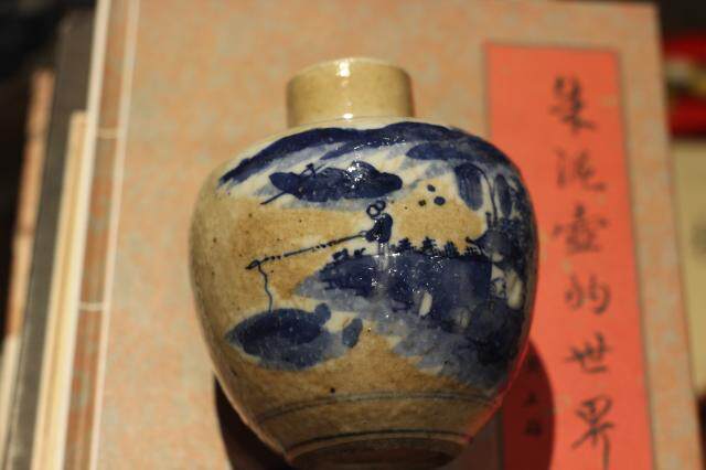 清代哥釉茶叶罐 景德镇陶瓷青花瓷醒茶罐 老茶器茶具 老瓷器收藏