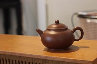 名家章燕明大師紫泥薄胎功夫茶壺 潮州老安順手拉壺 早期臺(tái)灣回流