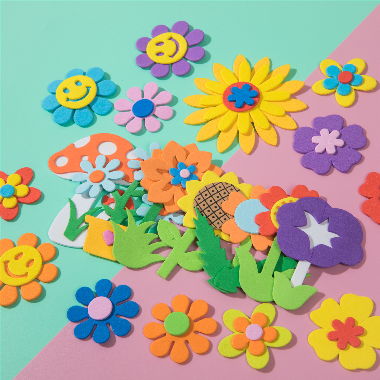 幼儿园学校环境布置EVA泡沫小花教室文化墙装饰黑板报立体花朵贴,家居饰品,文化墙贴,淘宝优惠券,粉丝福利购,淘宝优惠卷